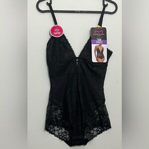 Maidenform Black Lace Shapewear Bodysuit New